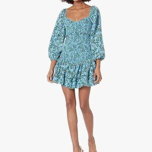 Likely Blue Smocked Floral Dress